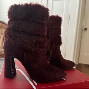 Impo burgundy faux trim fur booties